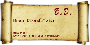 Brxa Dionízia névjegykártya